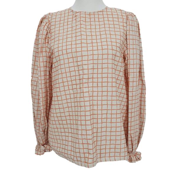 Miller Sustainably Made Woman size XS/S Millie Blouse in Windowpane Orange NEW - Picture 1 of 7